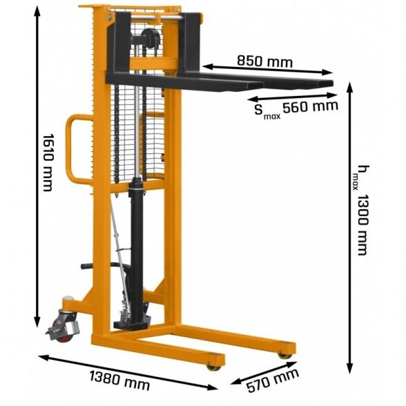 Cormak P513 Mast Pallet Stacker with Adjustable Forks 1300mm 500 kg 4