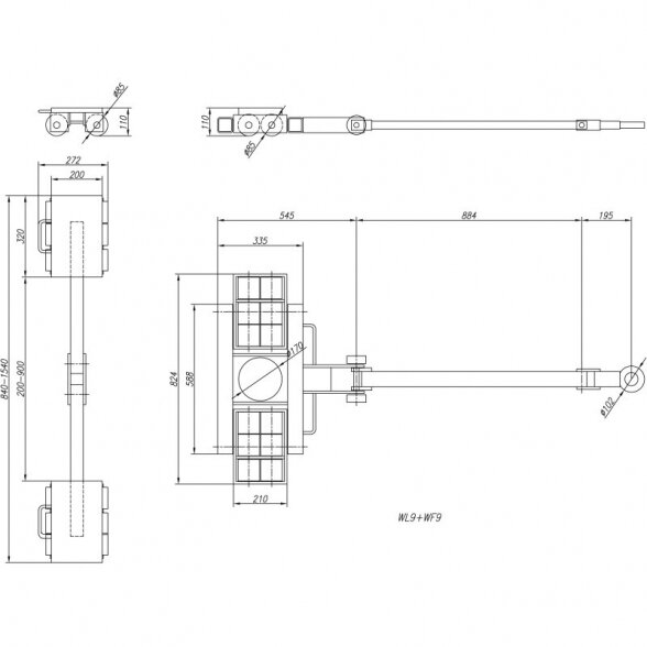 Cormak WL9+WF9 Комплект коньков с подвижной системой для тяжелых грузов 18 TON 2