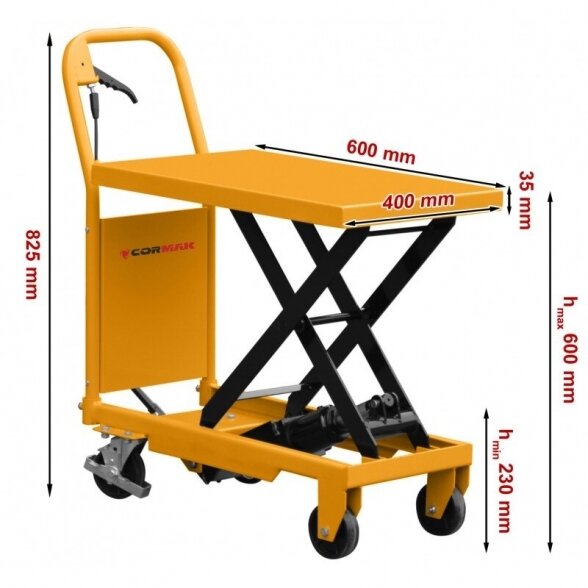 Cormak Žirklinis padėklų keltuvas / platforminis vežimėlis TA15 600 mm 150 kg 2