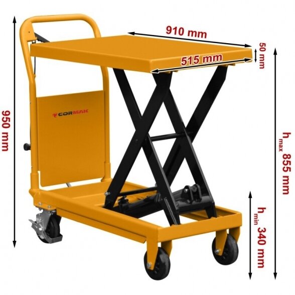 Cormak Žirklinis padėklų keltuvas / platforminis vežimėlis TA50 855 mm 500 kg 1
